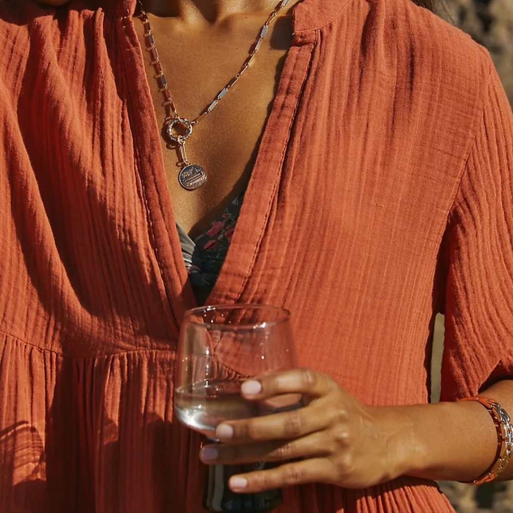 Anthropologie The Kallie Flowy Tunic Dress in Rust - Picture 3 of 5